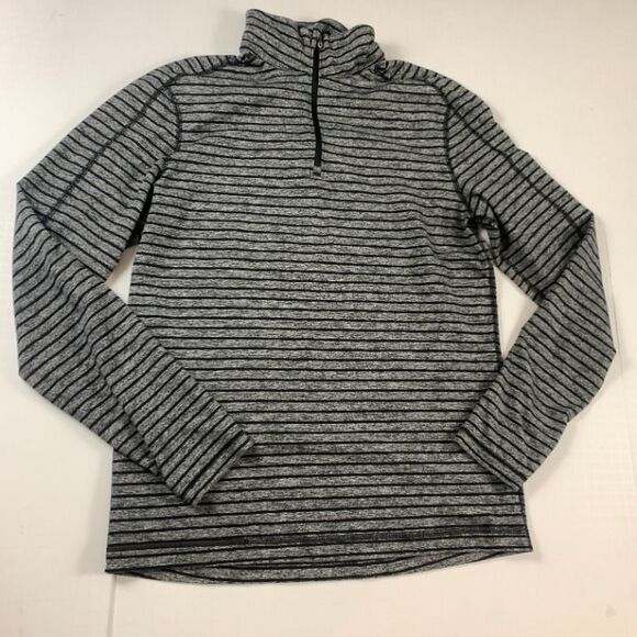 Lululemon Surge Warm 1/2 Zip, Raven Stripe Heathered Black, Medium - Picture 2 of 12